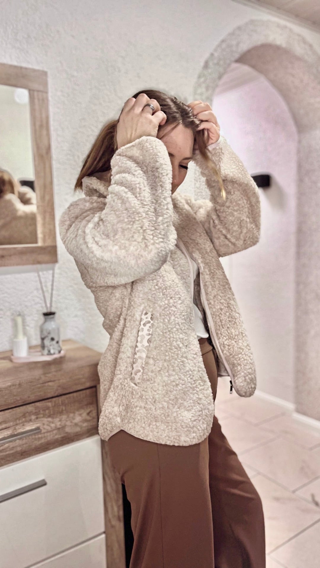 Wearing sweater