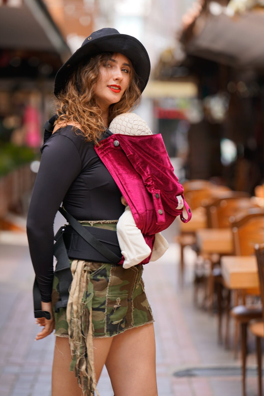 Baby Carrier Flip Velvety soft ruby ​​- KOKADI